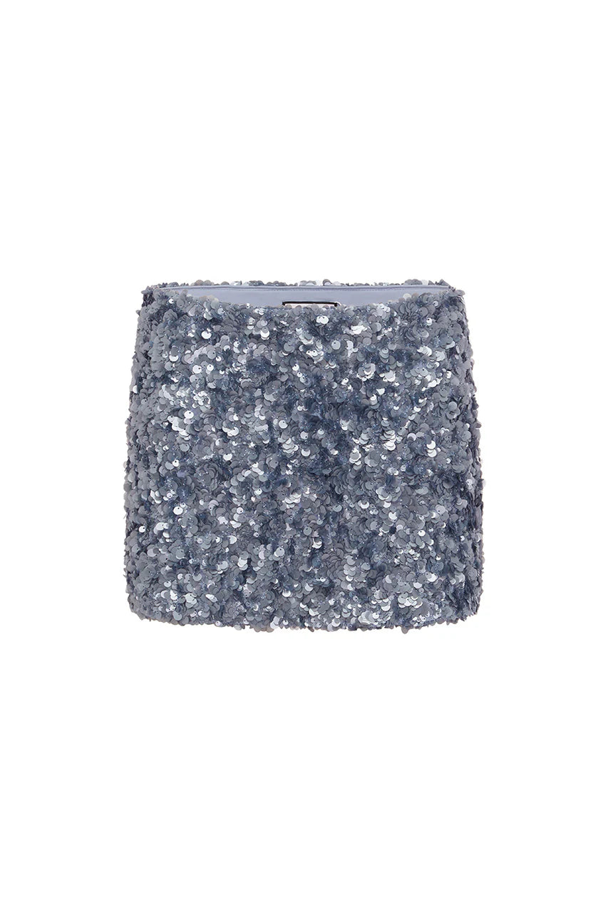 Orion Sequin Mini Skirt - Steel