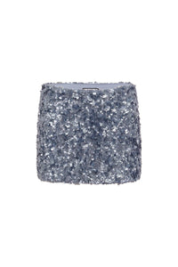 Orion Sequin Mini Skirt - Steel