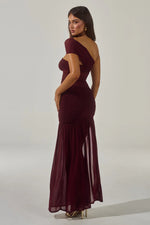 Load image into Gallery viewer, Sorelli One Shoulder Maxi Dress - Plum
