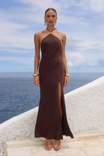 Load image into Gallery viewer, Shae Halter Maxi Dress - Bitter Chocolate
