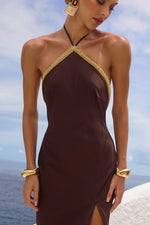 Load image into Gallery viewer, Shae Halter Maxi Dress - Bitter Chocolate
