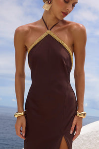 Shae Halter Maxi Dress - Bitter Chocolate