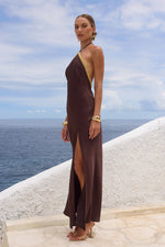 Load image into Gallery viewer, Shae Halter Maxi Dress - Bitter Chocolate
