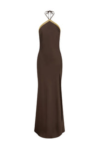 Shae Halter Maxi Dress - Bitter Chocolate