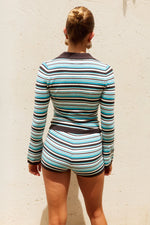 Load image into Gallery viewer, Xyla Collared Long Sleeve Knit Top - Xyla Chocolate Stripe
