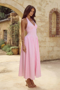 Alicia Midi Dress - Pink Gingham