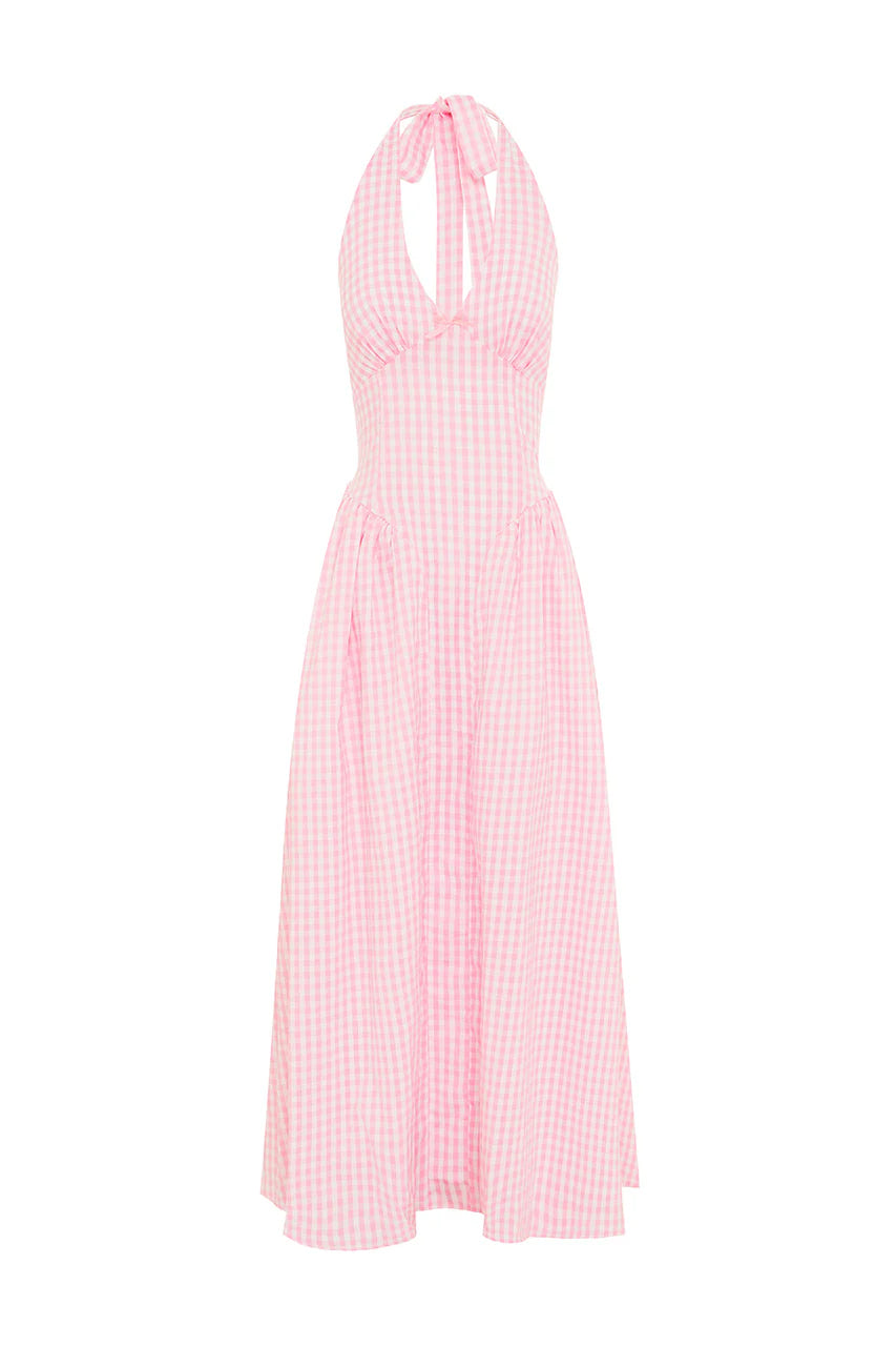 Alicia Midi Dress - Pink Gingham