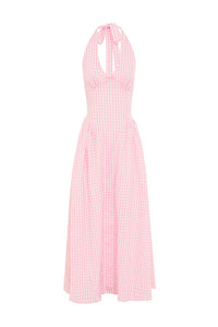 Alicia Midi Dress - Pink Gingham