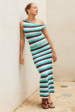 Load image into Gallery viewer, Hazel Low Waisted Knit Mini Skirt - Aqua Multi
