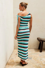 Load image into Gallery viewer, Hazel Off Shoulder Knit Top - Aqua Multi
