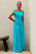 Load image into Gallery viewer, Iva Off Shoulder Maxi Dress - Turquoise

