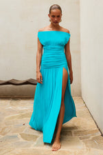 Load image into Gallery viewer, Iva Off Shoulder Maxi Dress - Turquoise
