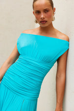 Load image into Gallery viewer, Iva Off Shoulder Maxi Dress - Turquoise
