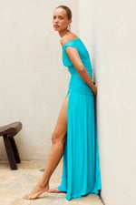 Load image into Gallery viewer, Iva Off Shoulder Maxi Dress - Turquoise
