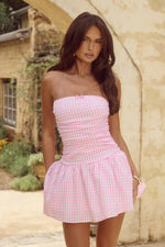 Load image into Gallery viewer, Sillian Mini Dress - Pink Gingham
