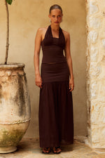 Load image into Gallery viewer, Nyra Low Waist Maxi Skirt - Chocolate
