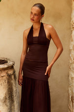 Load image into Gallery viewer, Nyra Tailored Halter Top - Chocolate
