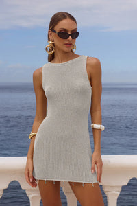 Ariya Sleeveless Mini Dress - Silver Metallic