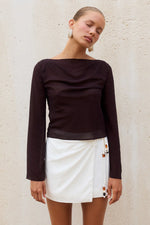 Load image into Gallery viewer, Luciana Boat Neck Long Sleeve Top - Chocolate
