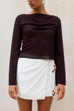 Load image into Gallery viewer, Luciana Boat Neck Long Sleeve Top - Chocolate
