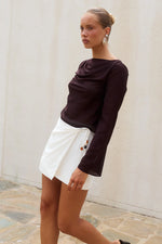 Load image into Gallery viewer, Luciana Boat Neck Long Sleeve Top - Chocolate
