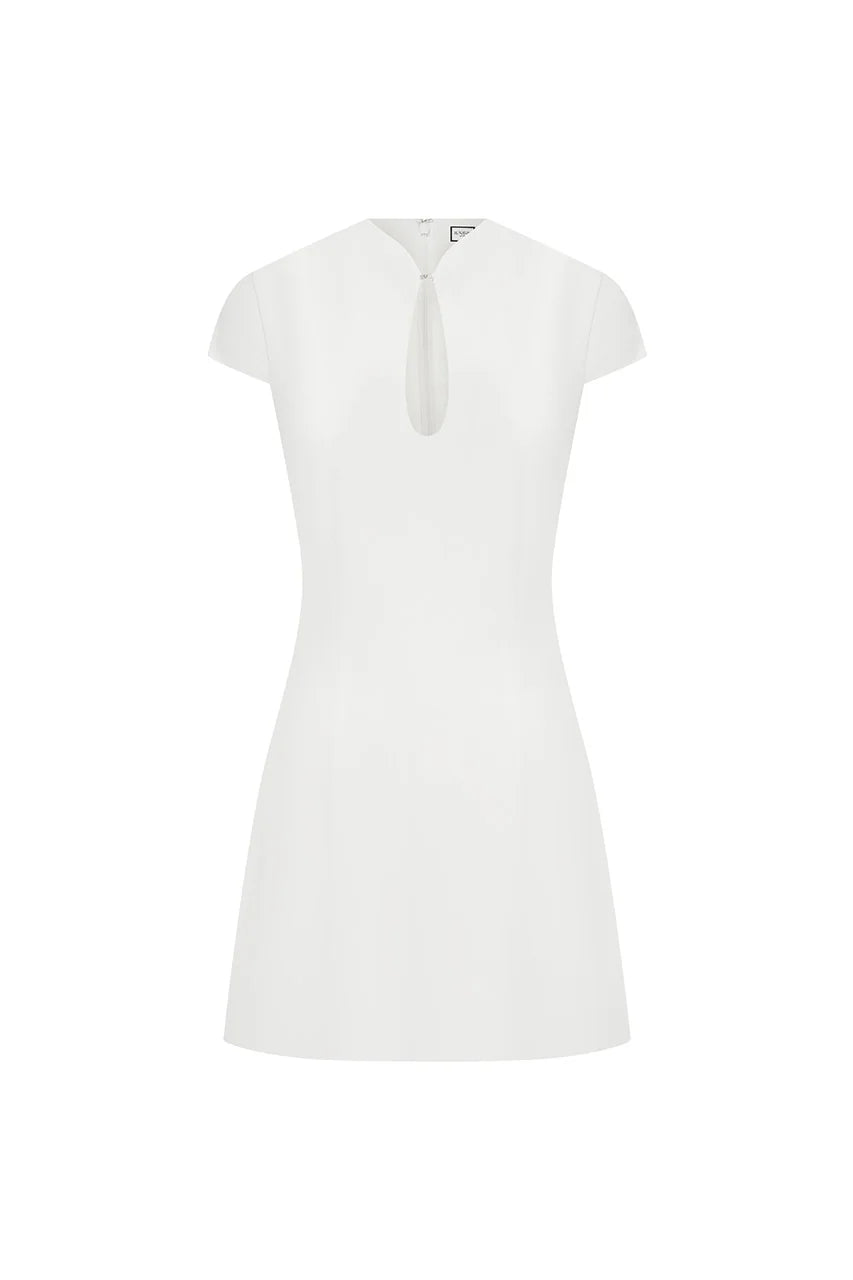 Vieno Keyhole Fitted Mini Dress - White