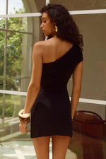 Load image into Gallery viewer, Rossa Off Shoulder Mini Dress - Black
