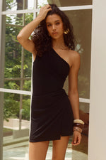 Load image into Gallery viewer, Rossa Off Shoulder Mini Dress - Black
