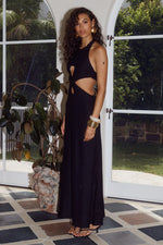 Load image into Gallery viewer, Rossa Cut Out Halter Maxi Dress - Black

