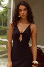 Load image into Gallery viewer, Unity Low Plunge Maxi Dress - Black
