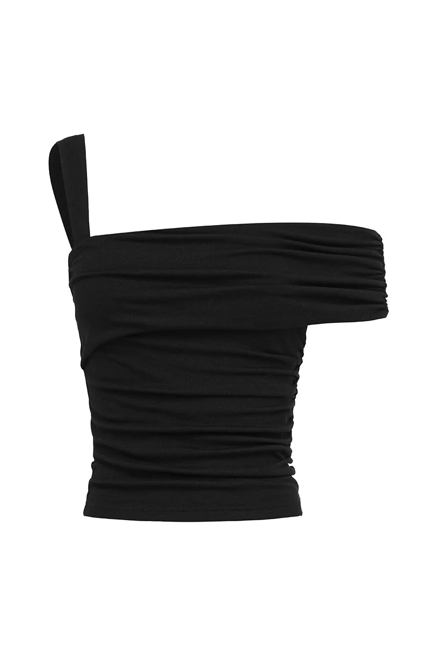 Larsen Drape Off Shoulder Top - Black