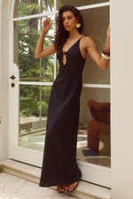 Load image into Gallery viewer, Unity Low Plunge Maxi Dress - Black
