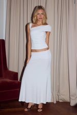 Load image into Gallery viewer, Larsen Ruched Waist Midi Skirt - White
