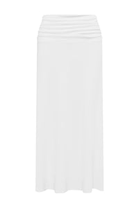 Larsen Ruched Waist Midi Skirt - White