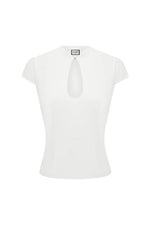 Load image into Gallery viewer, Vieno Keyhole Fitted Top - White
