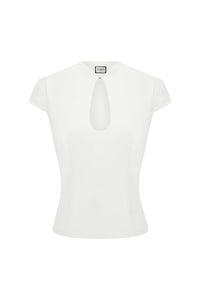 Vieno Keyhole Fitted Top - White