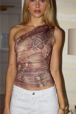 Load image into Gallery viewer, Davey One Shoulder Top - Tan Viper
