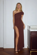 Load image into Gallery viewer, Larsen One Shoulder Maxi Dress - Espresso
