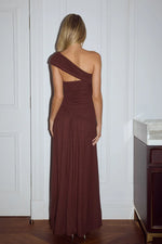 Load image into Gallery viewer, Larsen One Shoulder Maxi Dress - Espresso

