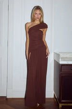 Load image into Gallery viewer, Larsen One Shoulder Maxi Dress - Espresso
