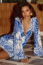 Load image into Gallery viewer, Caledeira Long Sleeve Mini Dress - Joanna Blue
