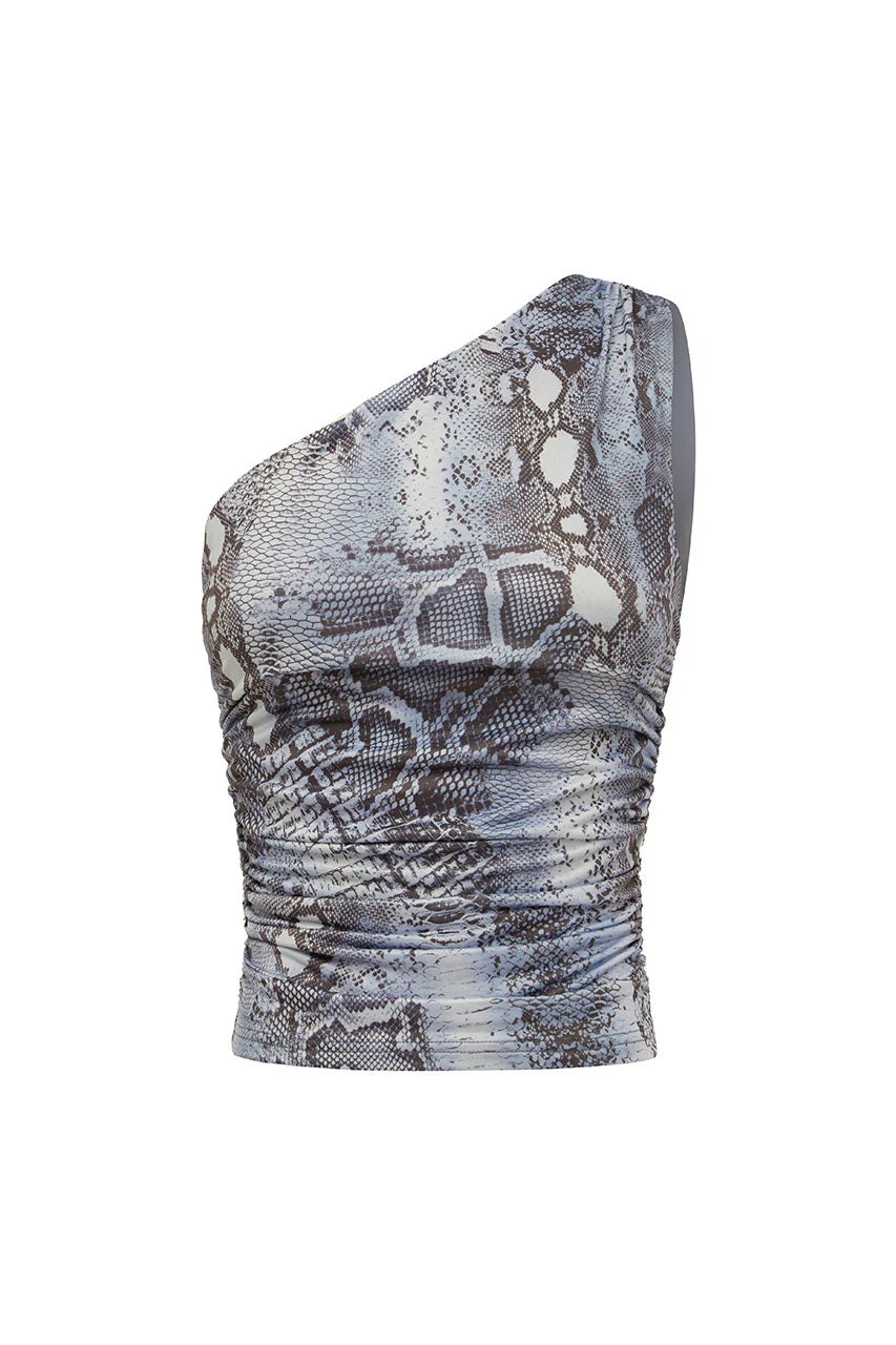 Davey One Shoulder Top - Steel Viper