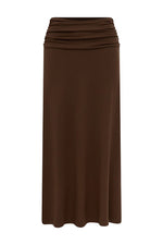 Load image into Gallery viewer, Larsen Ruched Waist Midi Skirt - Espresso
