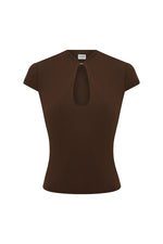 Load image into Gallery viewer, Vieno Keyhole Fitted Top - Bitter Chocolate
