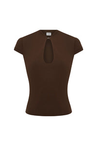 Vieno Keyhole Fitted Top - Bitter Chocolate