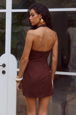 Load image into Gallery viewer, Martha Halter A-Line Mini Dress - Chocolate
