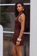 Load image into Gallery viewer, Martha Halter A-Line Mini Dress - Chocolate
