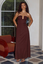 Load image into Gallery viewer, Martha Strapless Maxi Dress - Chocolate
