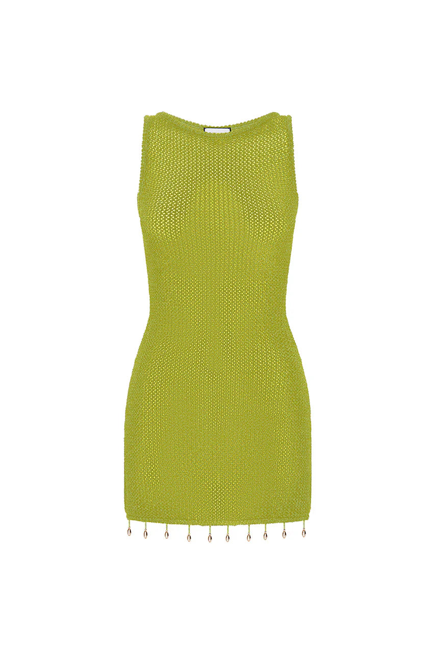 Ariya Sleeveless Mini Dress - Lime Metallic
