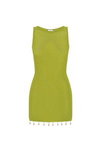 Ariya Sleeveless Mini Dress - Lime Metallic